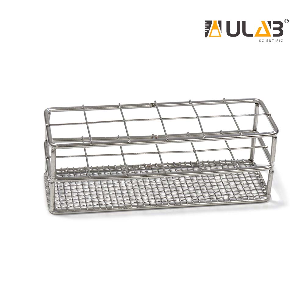 Stainless Steel Test Tube Rack,12 Holes,Outer Diameter Permitted of Tubes 39-41mm,Wire Constructed 6x2 Format,Adamas-Beta 