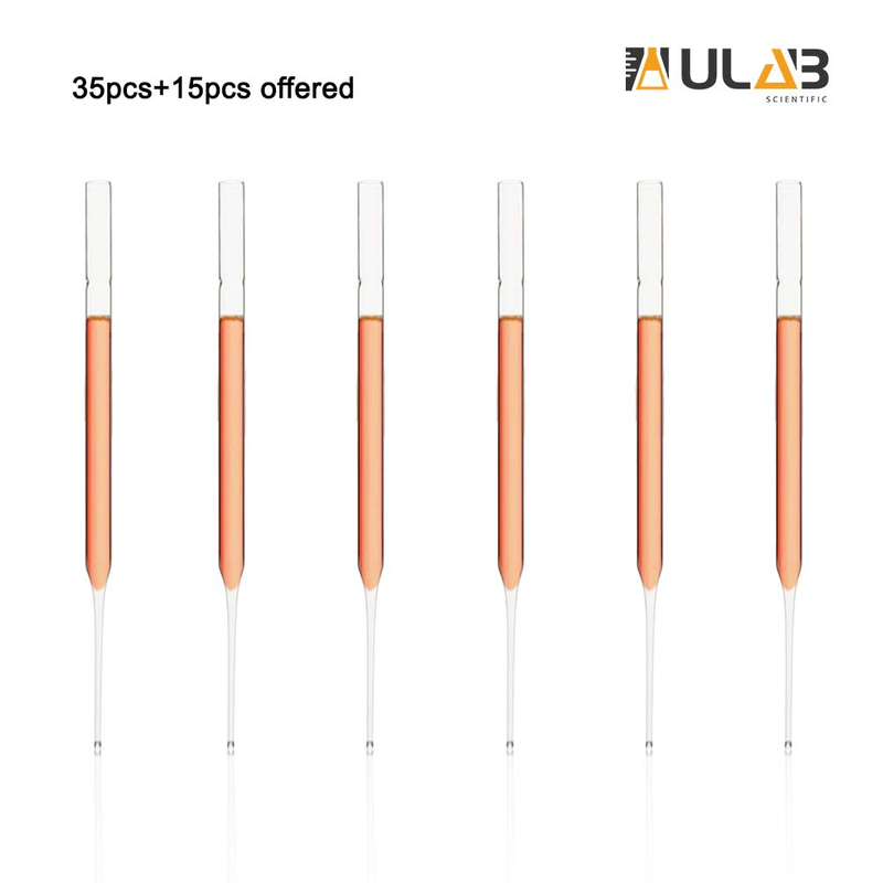 ULAB Scientific Glass Transfer Pasteur Pipette, Soda Lime Glass Material, Length 150mm, Pack of 35+15pcs Offered, UTP1007