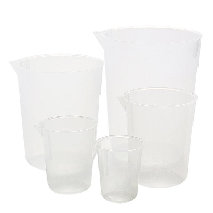 ULAB Scientific Plastic Beaker Set, 5 Sizes 50ml 100ml 250ml 500ml 1000ml, Stackable with Spout, Molded Graduation, UBP1001