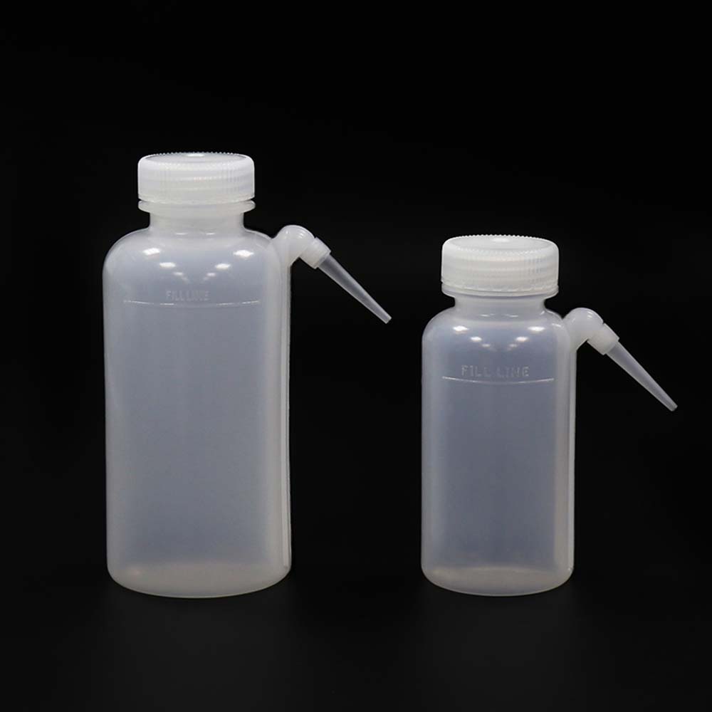 ULAB Scientific Wide Mouth Unitary Wash Bottle, 250ml 500ml 2pcs for Each Size, LDPE Bottle with PP Draw Tube, UWB1009