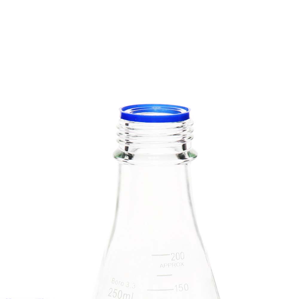 ULAB Scientific Erlenmeyer Flask with Blue Screw Cap, 17oz 500ml, 3.3 Borosilicate with Printed Graduation, Pack of 2, UEF1020