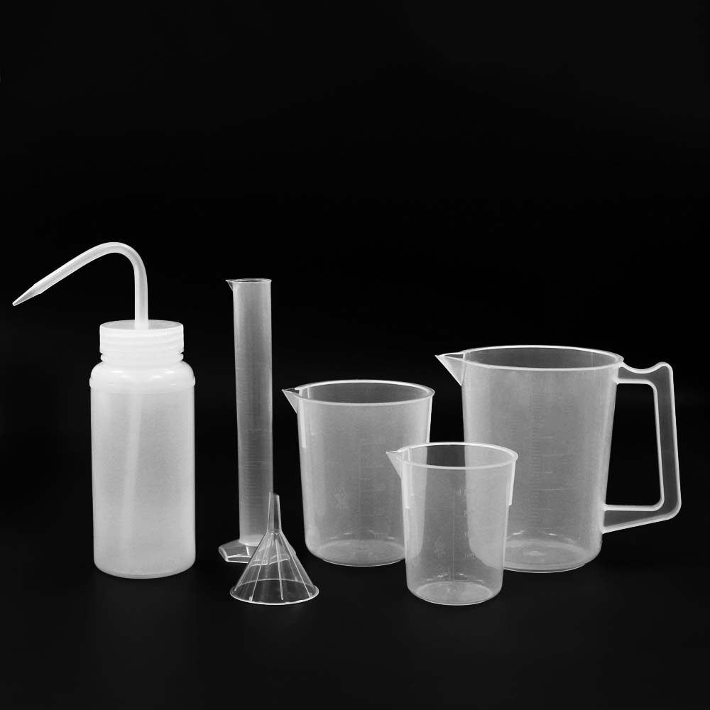 ULAB Scientific Experiment Kit, Plastic Beakers, Measuring Cylinder, Plastic Funnel and Wide-Mouth Wash Bottle, UBP1009
