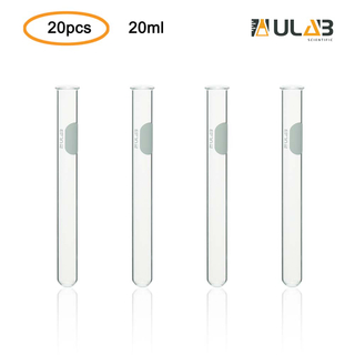ULAB Scientific Glass Test Tube with Rim, Shot Glass, Cocktail Party Tubes, Cap.20ml, 16x150mm, 3.3 Borosilicate Glass Material, Pack of 20, UTT1008