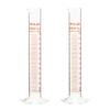 ULAB Scientific Glass Graduated Measuring Cylinder Set, 2pcs of 250ml Hexagonal Base Cylinders, Printed Graduations, with Tube Brush, UMC1004