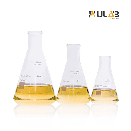 ULAB Scientific Narrow-Mouth Glass Erlenmeyer Flask Set, 3 Sizes 250ml 500ml 1000ml, 3.3 Borosilicate with Printed Graduation, UEF1022