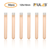 ULAB Plastic Test Tubes with Flange Stoppers, 50pcs of Dia.16x125mm Party Tubes, Light Orange Color, 50pcs PE Flange Stoppers, Dia.16mm, Nature Color, UTT1019