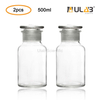 ULAB Clear Glass Wide Mouth Reagent Bottles, Vol. 500ml, with Ground-in Glass Frosted Stopper, Pack of 2, URB1022