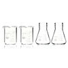 ULAB Scientific Tableware Laboratory Beaker Shot Glasses and Wide Neck Erlenmeyer Flask Set, 2pcs of 50ml Beakers with Spout, 2pcs of 50ml Conical Flask, 3.3 Borosilicate Glass, UBG1006