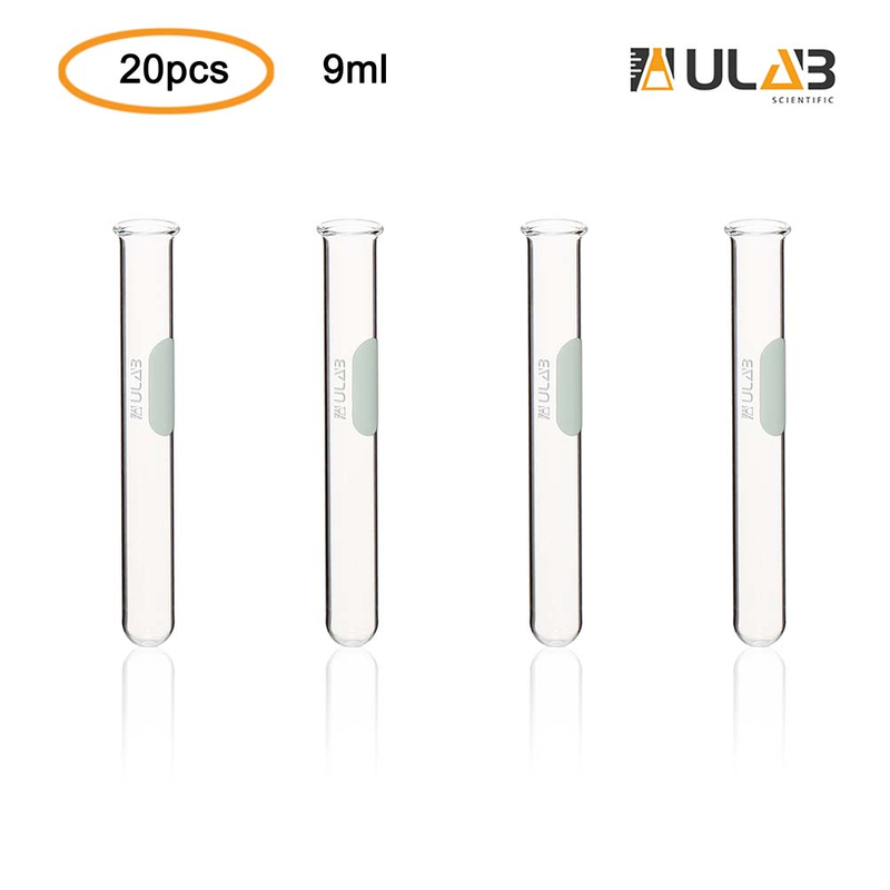 ULAB Scientific Glass Test Tube with Rim, Shot Glass, Cocktail Party Tubes, Cap.9ml, 13x100mm, 3.3 Borosilicate Glass Material, Pack of 20, UTT1007
