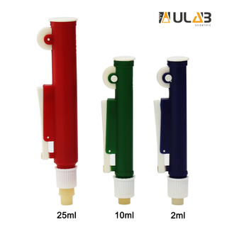 ULAB Scientific Pipette Pumps, Set of 3 Pumps: 2ml Blue, 10ml Green, 25ml Red, Fit Plastic or Glass Pipettes, ULH1001