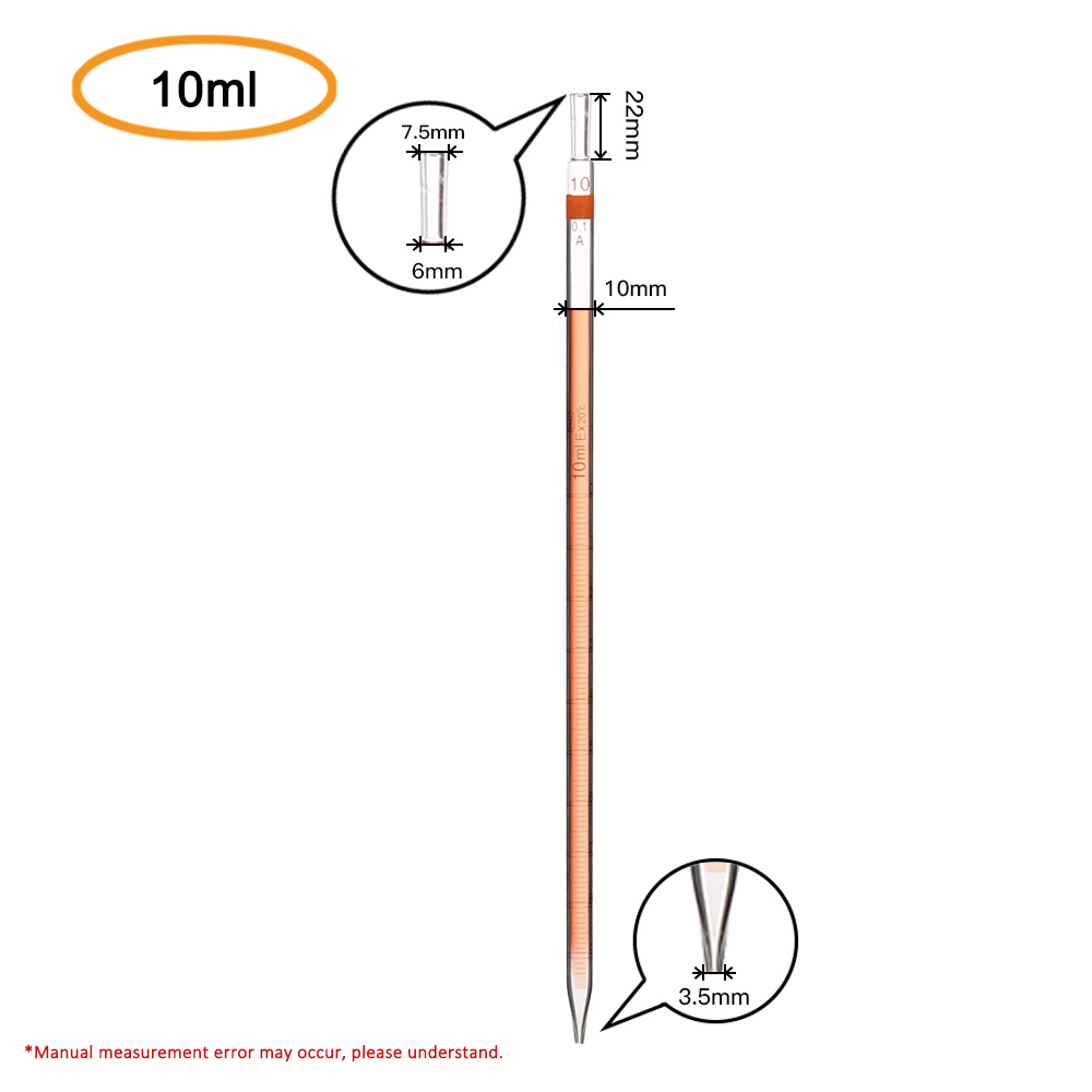 ULAB Scientific Glass Measuring Pipette Set, 2 Sizes 5ml 10ml with Graduation, 2pcs for Each Size, ULH1002