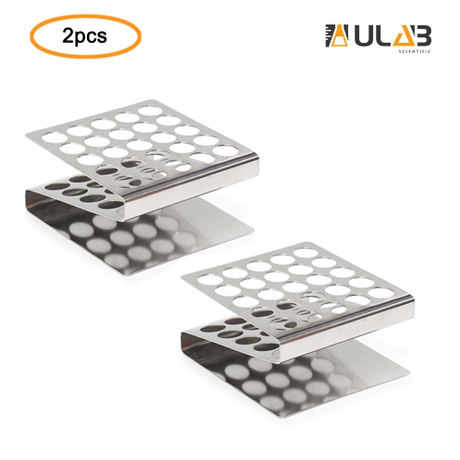 ULAB Stainless Steel Test Tube Racks, Z Shape, 25 Holes(5×5), Pack of 2, UTR1007