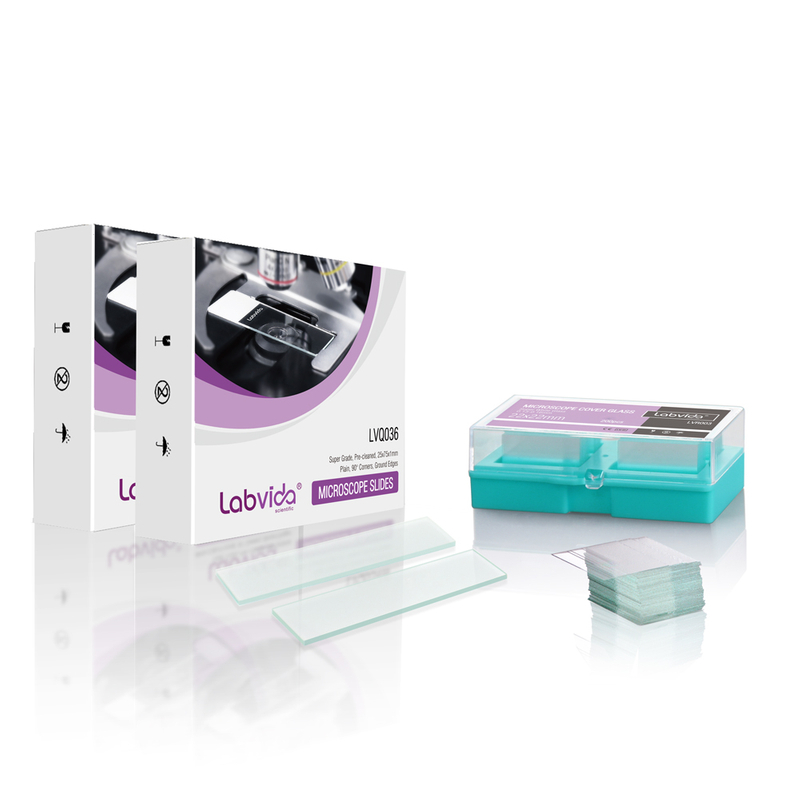 Labvida Pre-cleaned Microscope Slide and Cover Slips set, 144pcs of Dim.75x25x1mm plain slides, Super Grade Glass, 200pcs of 22x22mm Cover slips, 1# 0.13-0.16mm Thick, LVQ090