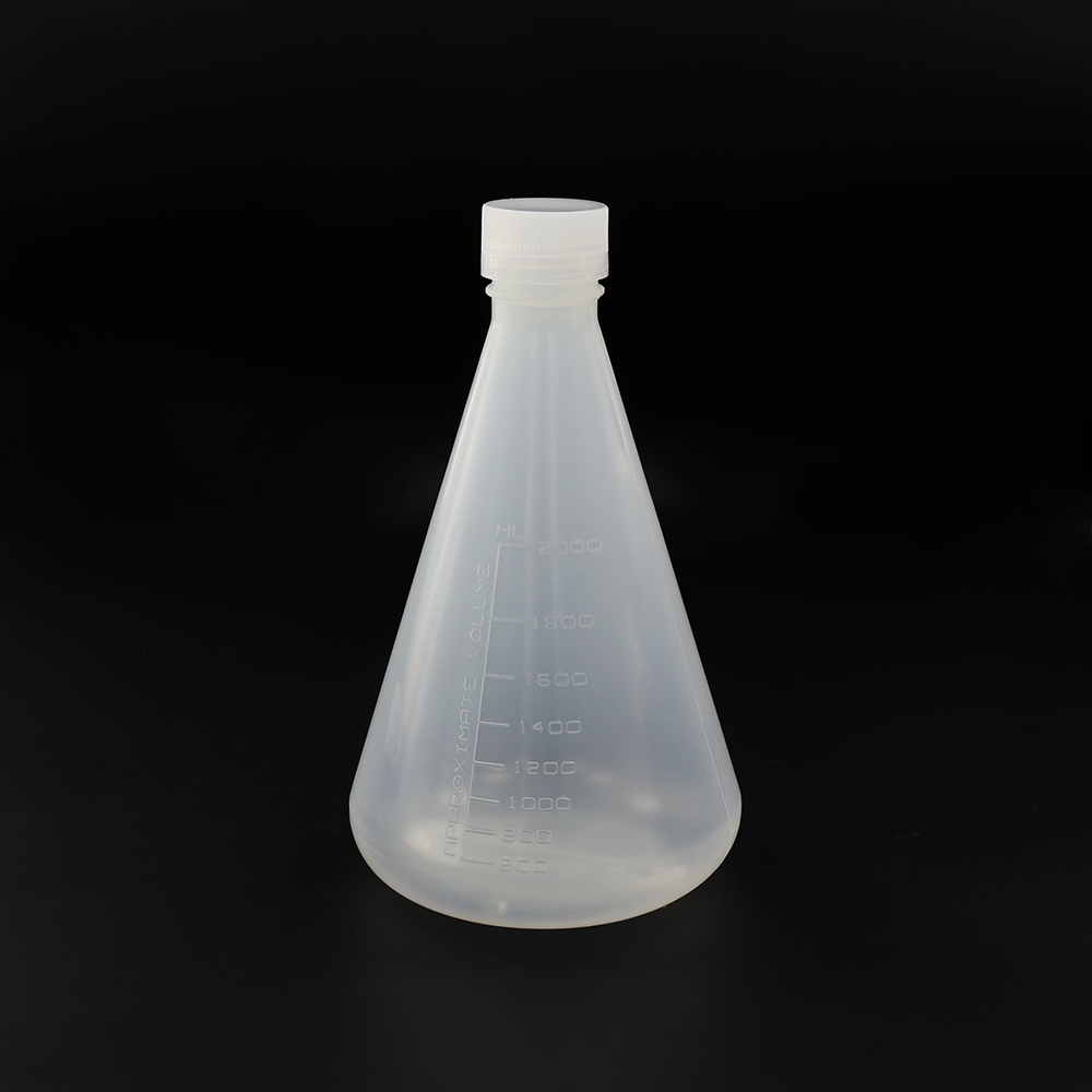 ULAB Scientific Conical Polypropylene Erlenmeyer flasks 2000ml Narrow Neck with Screw Cap Sets, Molded Graduations, UEF1004