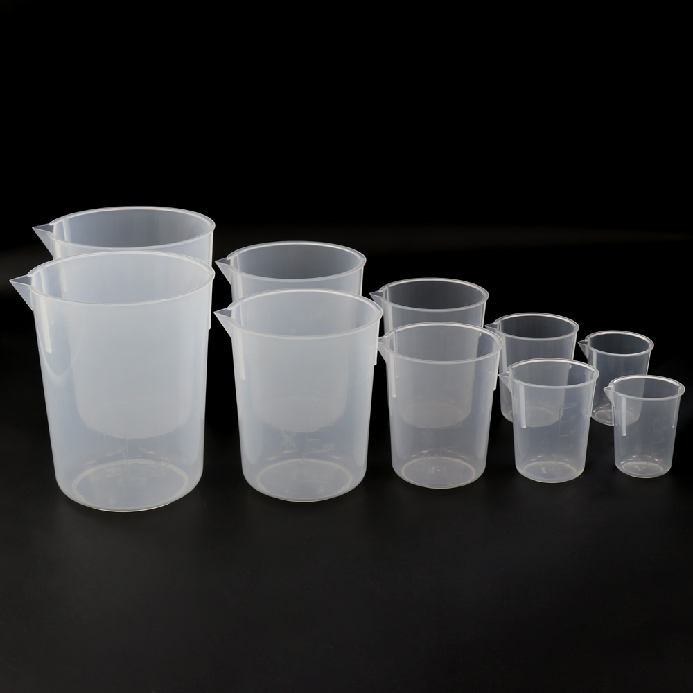 ULAB Scientific Plastic Beaker Set, 5 Sizes 50ml 100ml 250ml 500ml 1000ml, 2pcs for Each Size, Stackable with Spout, Molded Graduation, UBP1007
