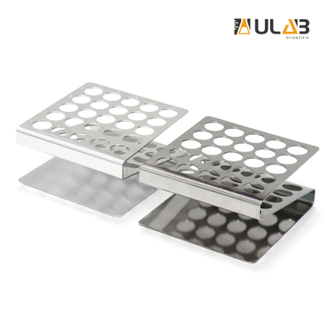 ULAB Scientific Test Tube Rack Set, Z Shape, 1pc in Stainless Steel, 1pc in Aluminum, UTR1003