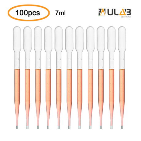 ULAB Scientific LDPE Transfer Pipette, Vol. 7ml, 3ml Graduated, 0.5ml Graduation 155mm, Pack of 100, UTP1002