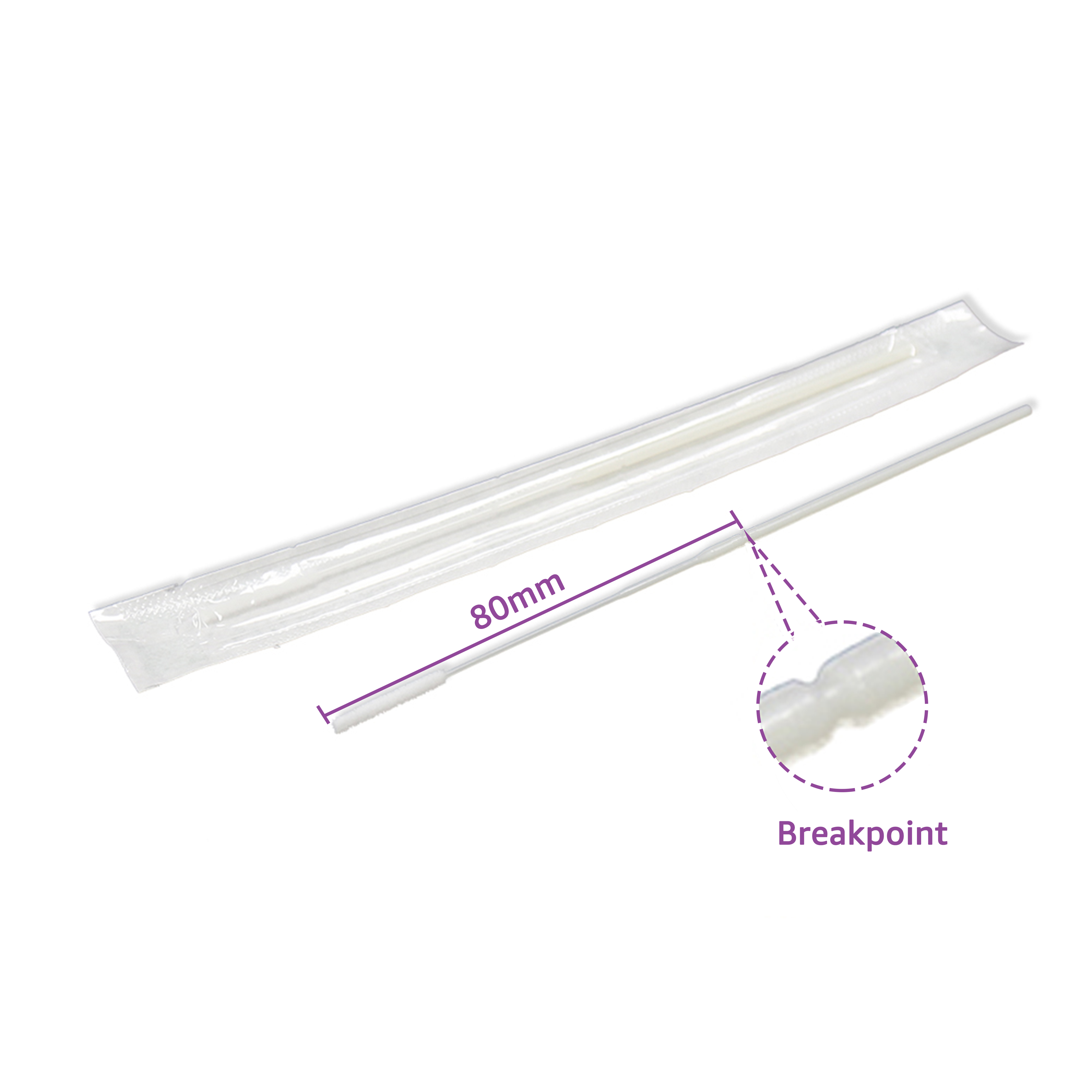 Maccx 6" Length Nylon Tipped Collection Swabs with 3.15" (80mm) Breakpoint, Used for Nasopharyngeal Sample Collection, Pack of 500, NFS080-500