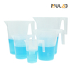 ULAB Scientific Half Handle Plastic Measuring Beaker Set, Stackable 5 Sizes 250ml 500ml 1000ml 2000ml 3000ml, with Spout and Molded Graduation, UBP1004