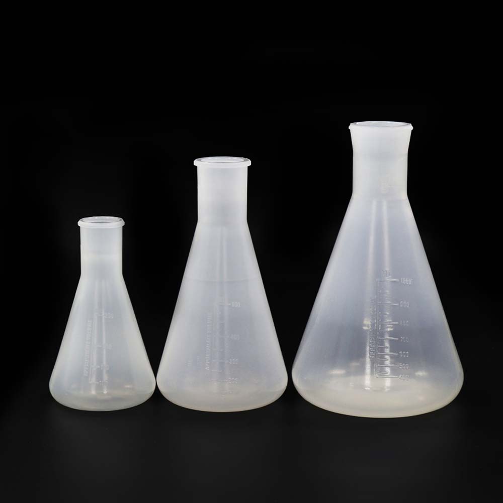 ULAB Scientific Conical Polypropylene Erlenmeyer Flask Set, 3 Sizes 250ml 500ml 1000ml, Narrow Neck Without Cap, Molded Graduations, UEF1015