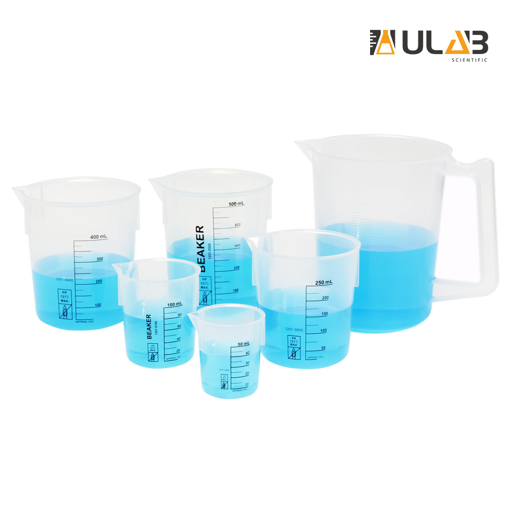 Ulab Scientific Stackable Graduated Plastic Beaker Set 6 Sizes 50ml 100ml 250ml 400ml 500ml 1000ml With Easy To Read Printings In Black 1000ml Beaker With Handle And Spout Ubp1003 Buy Product On Ulab