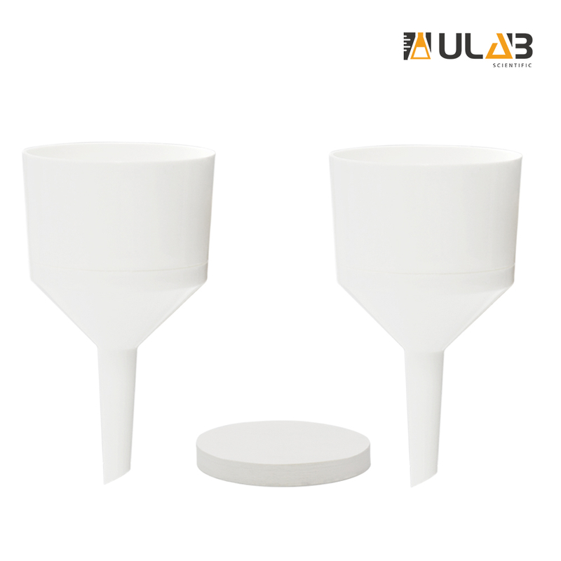 ULAB Scientific Buchner Two-Piece Funnel Set, 2pcs of Buchner Funnel, Dia.75mm,1 Box of Qualitative Filter Paper, Dia.70mm, Medium Speed, UGF1006