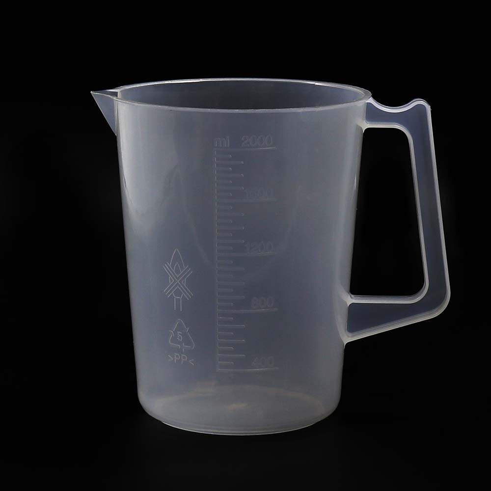 ULAB Handled Plastic Beaker, Vol. 2000ml, PP Material, with Spout and Molded Graduation, UBP1012