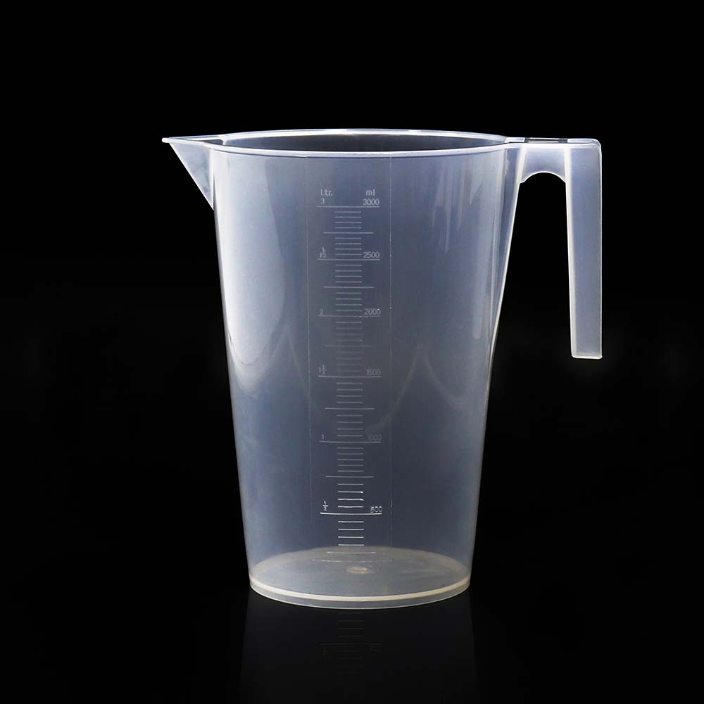 ULAB Half Handle Plastic Measuring Beaker, Vol. 3000ml, with Spout and Molded Graduation, UBP1011