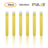 ULAB Plastic Test Tubes with Flange Stoppers, 50pcs of Dia.16x125mm Party Tubes, Yellow Color, 50pcs PE Flange Stoppers, Dia.16mm, Nature Color, UTT1020