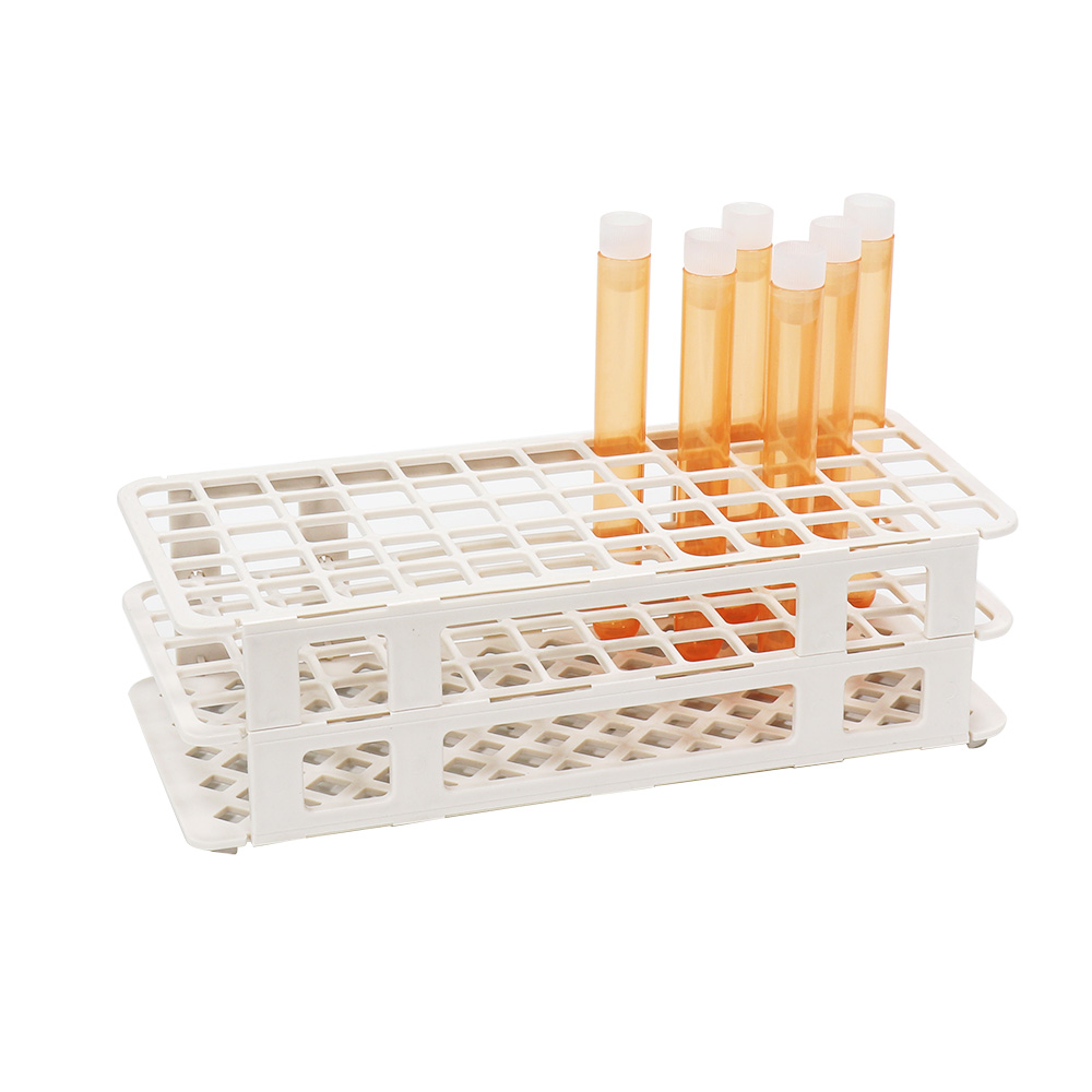 ULAB Plastic Test Tubes with Flange Stoppers, 50pcs of Dia.16x125mm Party Tubes, Orange Color, 50pcs PE Flange Stoppers, Dia.16mm, Nature Color, UTT1018
